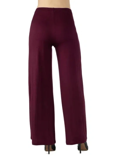 24seven Comfort Apparel Women's Palazzo Pants In Burgundy