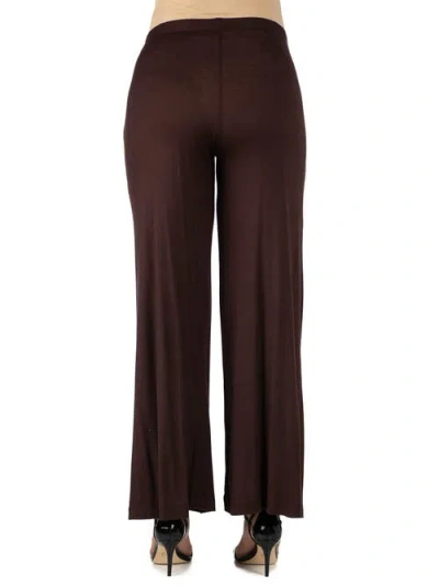 24seven Comfort Apparel Maternity Solid Color Palazzo Pants In Brown
