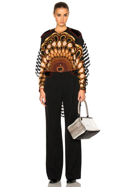 Shop Givenchy Optical Print Silk Georgette Top In Multi