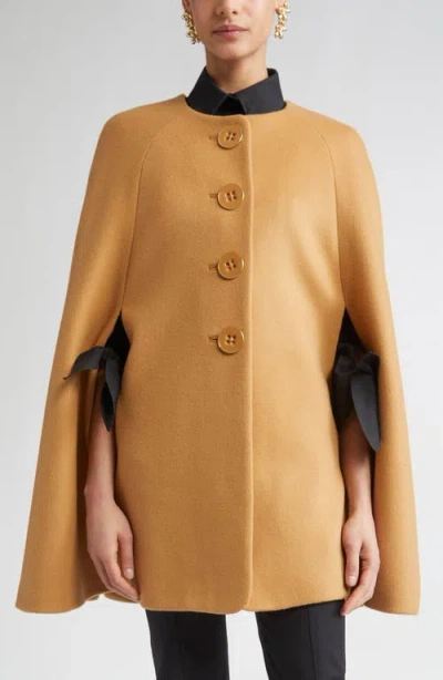 Carolina Herrera Button Front Wool Cape In Brown