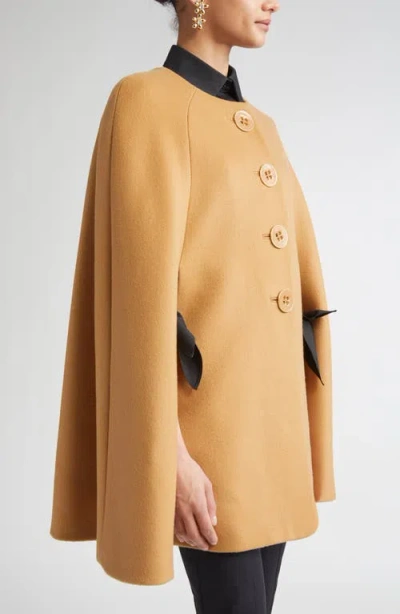 Carolina Herrera Button Front Wool Cape In Brown