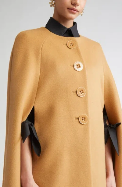 Carolina Herrera Button Front Wool Cape In Brown