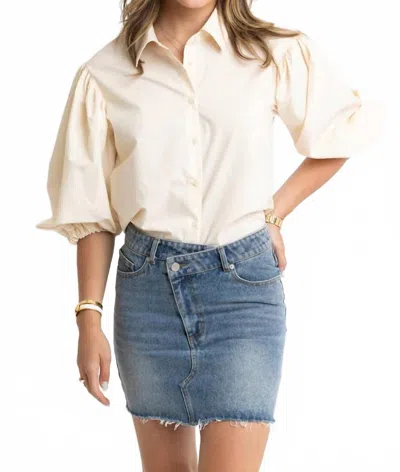 Karlie Denim Novelty Mini Skirt In Blue In Blue
