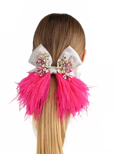 Elena Honch Women's Gilbert Bow In Silver / Neon Pink