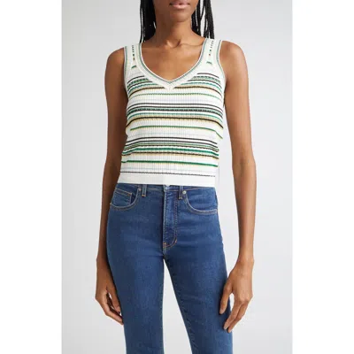 Veronica Beard Carlin Striped Knit Tank Top In Off-white Multi