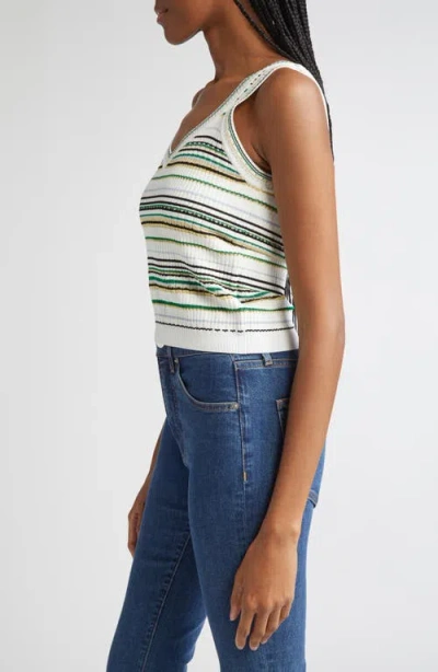Veronica Beard Carlin Striped Knit Tank Top In Off-white Multi