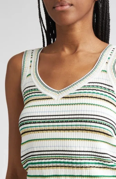 Veronica Beard Carlin Striped Knit Tank Top In Off-white Multi