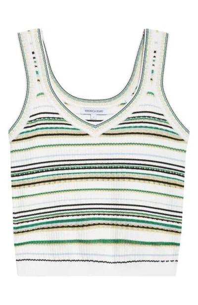 Veronica Beard Carlin Striped Knit Tank Top In Off-white Multi