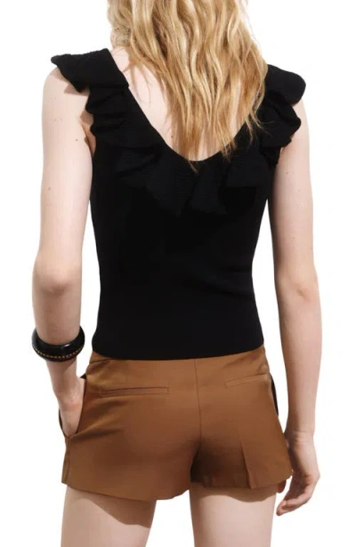 Mango Women's Ruffle Knit Top In Black