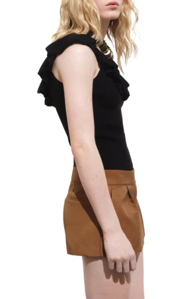 Mango Women's Ruffle Knit Top In Black