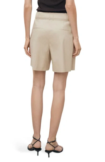 Mango Belted Linen Blend Shorts In Neutral