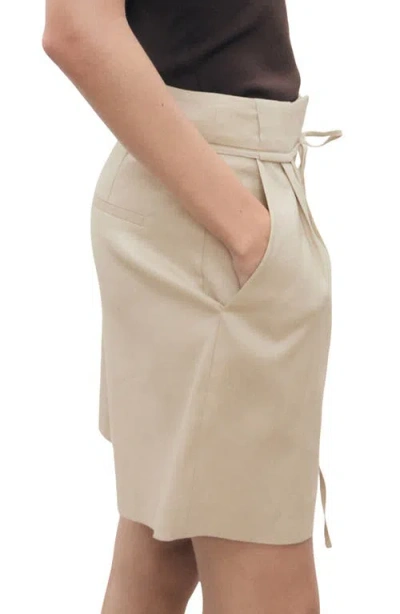 Mango Belted Linen Blend Shorts In Neutral