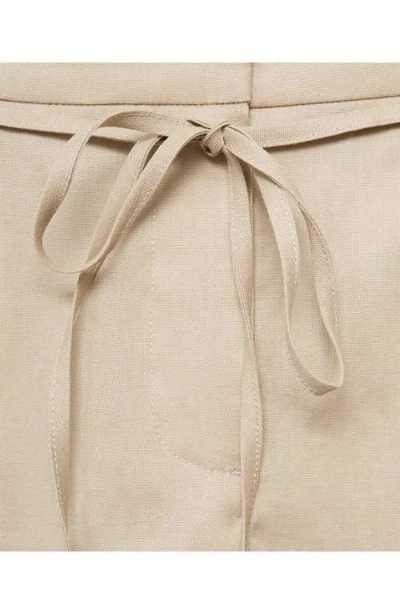 Mango Belted Linen Blend Shorts In Neutral