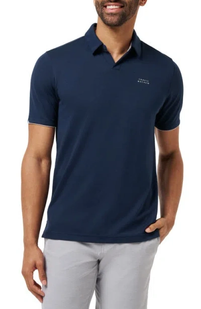 Travismathew Late At Night Stretch Knit Polo In Blue