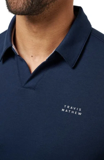 Travismathew Late At Night Stretch Knit Polo In Blue