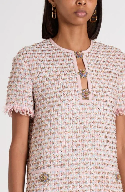 Valentino Knee Length Dress Fringe Detailing In Pink