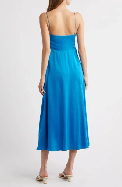 Doen Dôen Lorraine Silk Satin Midi Dress In Blue