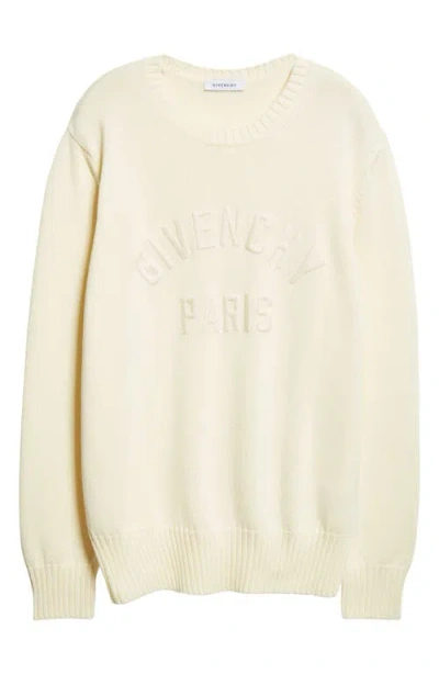 Givenchy Mens Ecru Brand-embroidery Crewneck Cotton Jumper In White