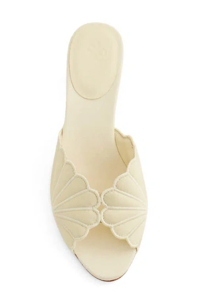 Reformation Waldena Block Heeled Mules Cream Puff Taffeta In White