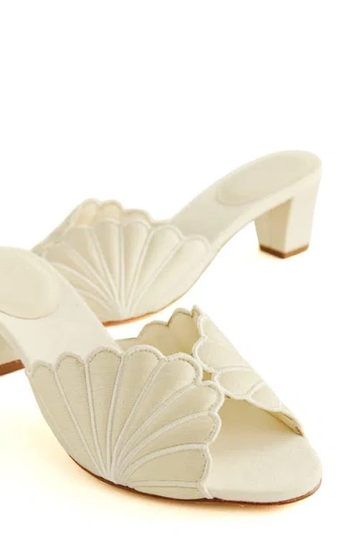 Reformation Waldena Block Heeled Mules Cream Puff Taffeta In White