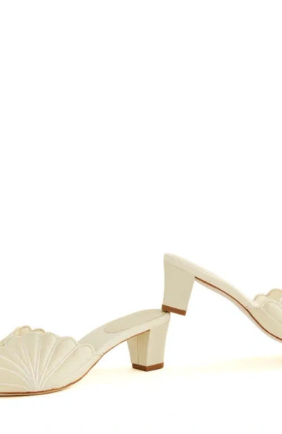 Reformation Waldena Block Heeled Mules Cream Puff Taffeta In White