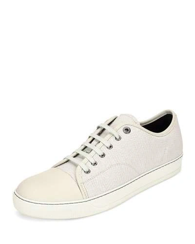 Lanvin Men's Textured Leather Low-top Sneakers In White