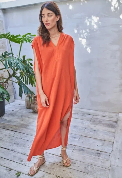 Ocean + Main Ocean+main Sleeveless Maxi Tunic In Orange