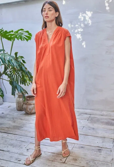 Ocean + Main Ocean+main Sleeveless Maxi Tunic In Orange