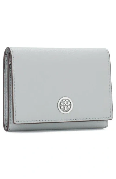 Tory Burch Robinson Small Pebbled Leather Wallet In Blue