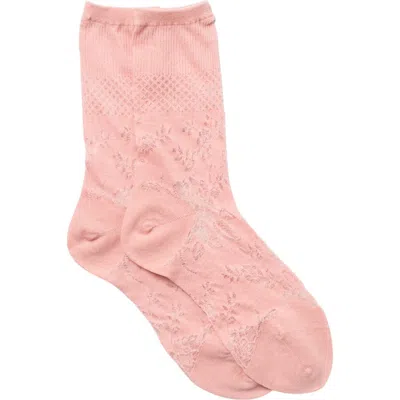 Natori Floral Fields Crew Socks In Pink