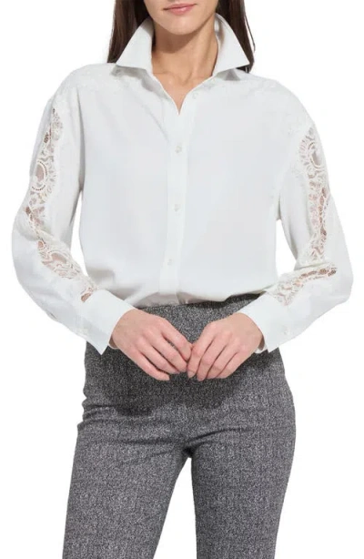 Lyssé Lysse Natasha Lace Trim Button-up Shirt In White