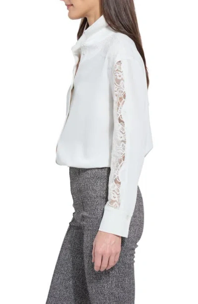 Lyssé Lysse Natasha Lace Trim Button-up Shirt In White