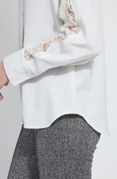 Lyssé Lysse Natasha Lace Trim Button-up Shirt In White