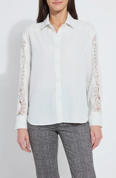 Lyssé Lysse Natasha Lace Trim Button-up Shirt In White