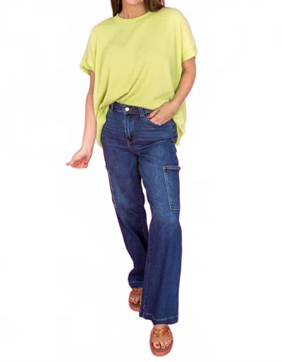 Judy Blue High Rise Cargo Denim Jeans In Dark Denim In Blue