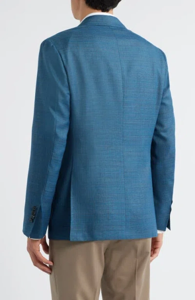 Canali Kei Trim Fit Turquoise Mélange Shadow Plaid Super 130s Wool Sport Coat In Blue