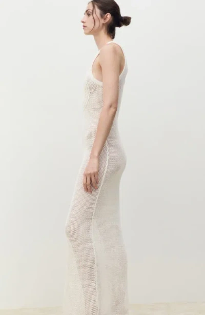 Mango Crochet Appliqué Sheer Cotton Blend Cover-up Dress In White