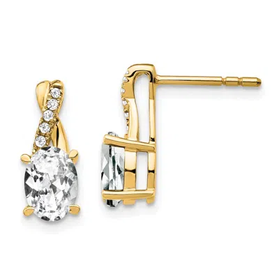 Diamond2deal 14k Yellow Gold White Topaz And Diamond Earrings