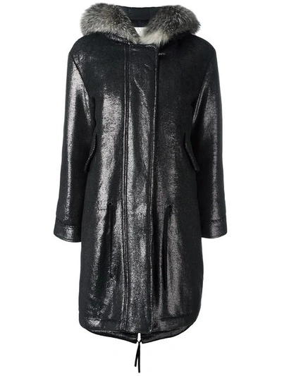 Moncler Veronika Metallic Parka In Black