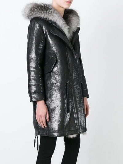 Shop Moncler Veronika Metallic Parka In Black