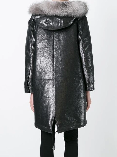 Shop Moncler Veronika Metallic Parka In Black