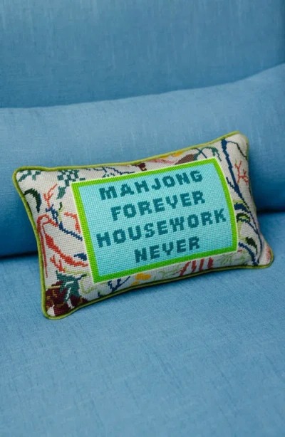 Furbish Mahjong Needlepoint Pillow In Multi