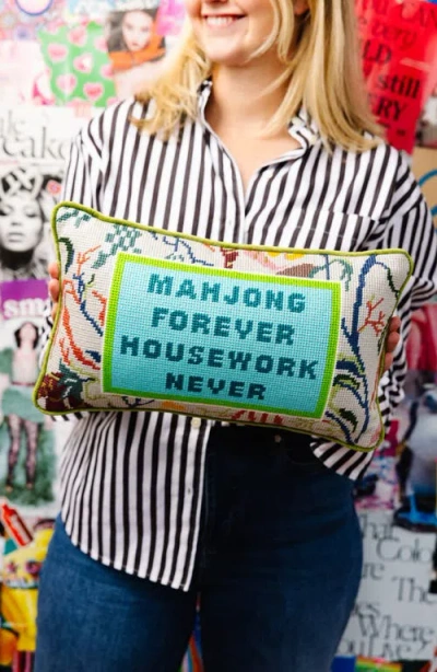 Furbish Mahjong Needlepoint Pillow In Multi
