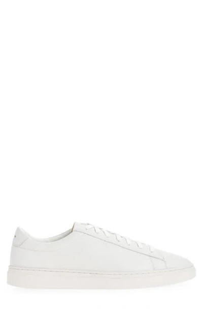 Hugo Boss Boss Grained Leather Sneaker In White