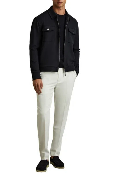 Reiss Mens Navy Blue Medina Double-knit Stretch-jersey Jacket Xl In Black