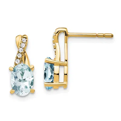 Diamond2deal 14k Gold Aquamarine And Diamond Drop Dangle Earrings