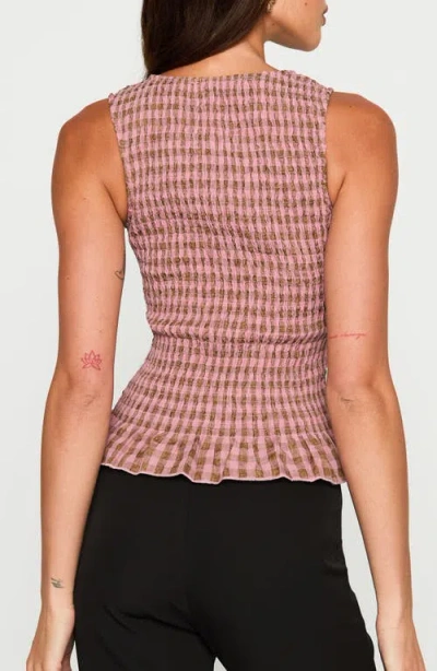Princess Polly Chauntelle Shirred Ruffle Hem Sleeveless Top In Pink