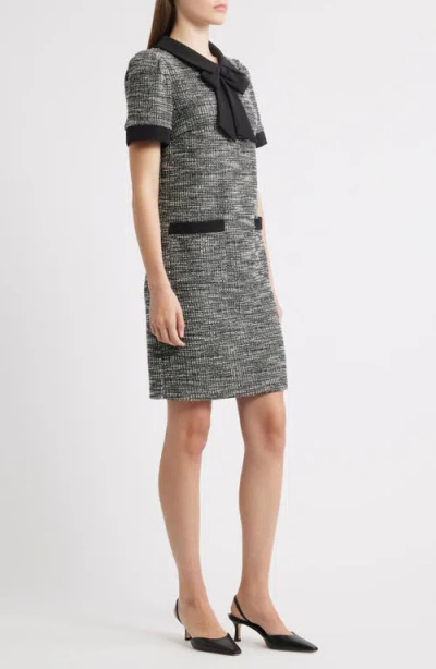 Julia Jordan Bow Detail Bouclé Tweed Dress In Black