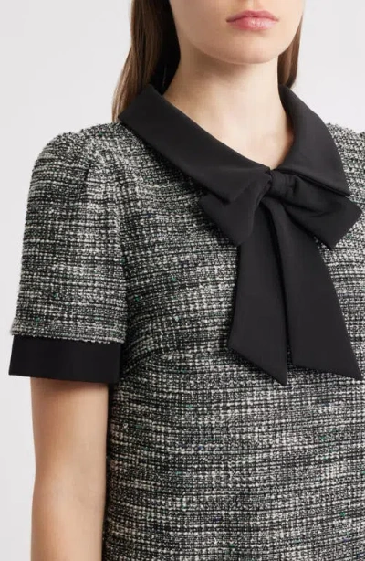 Julia Jordan Bow Detail Bouclé Tweed Dress In Black