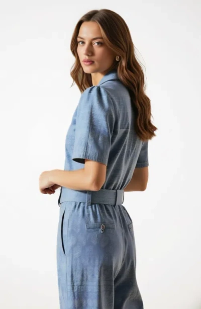 Modenaire Paisley Print Belted Jumpsuit